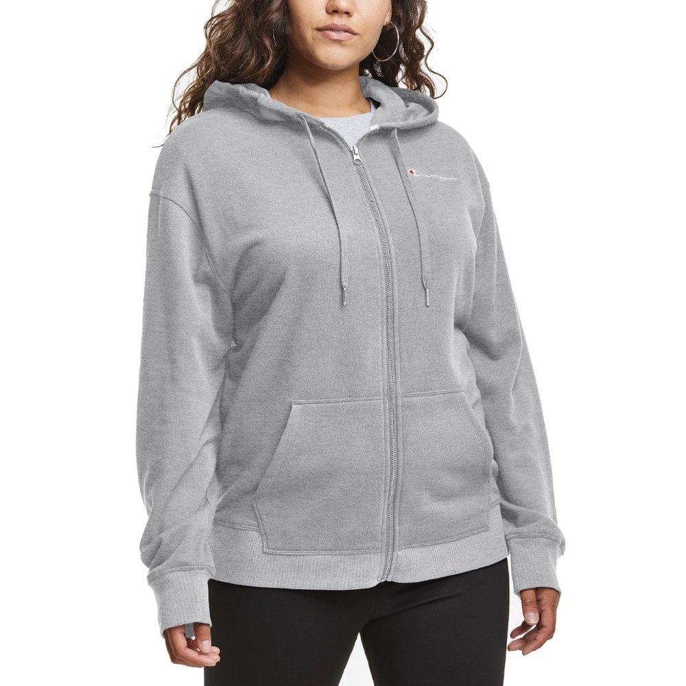 Champion Womens Plus Full Zip Campus French Terry Activewear Hoodie Gray 2X, 4X